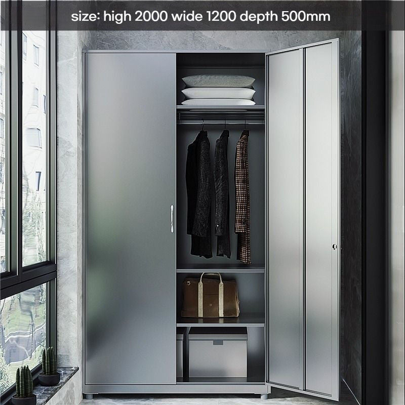 wardrobe 304 Stainless Steel Balcony Storage Clothes Changing Shoe Cabinet, Shelves, Multi-layer Bedroom Shelves