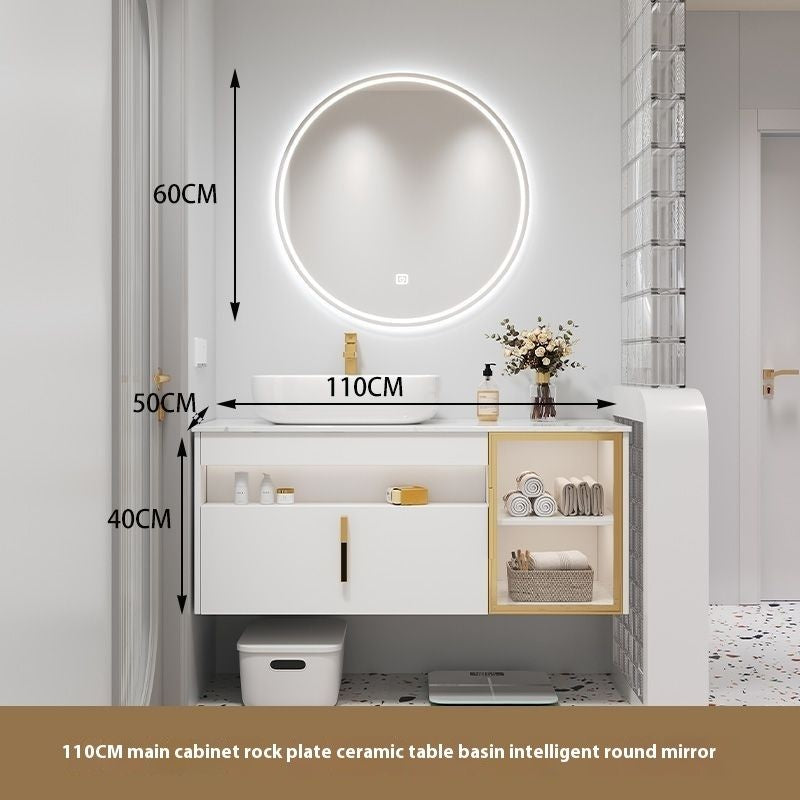 QW- Solid Wood Storage Smart Mirror Cabinet Bathroom Sink Set
