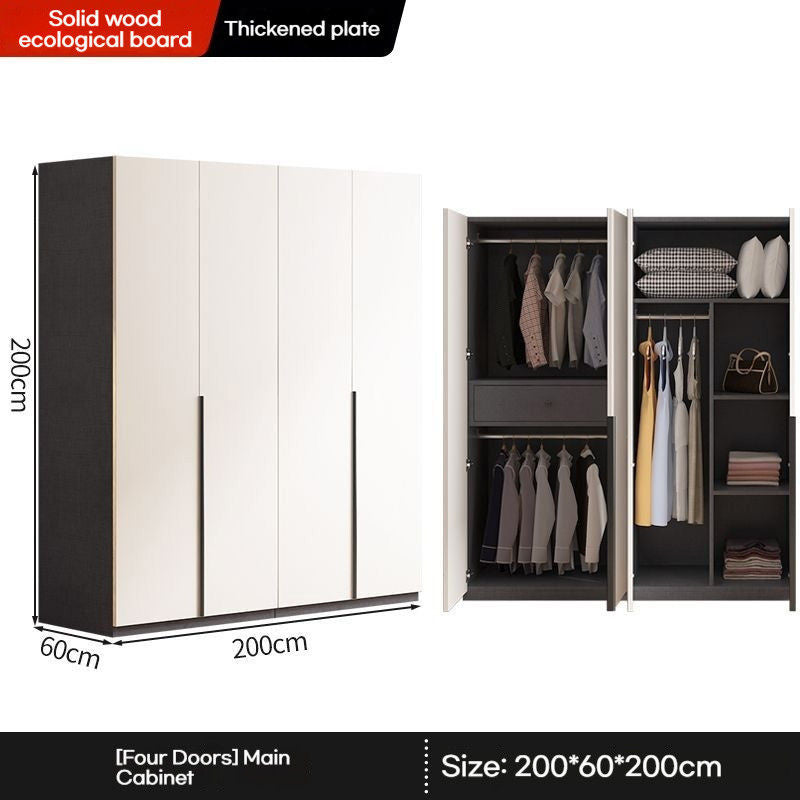 Lightweight Luxury Solid Wood Home Bedroom Thick Ecoboard Large Combination Wardrobe