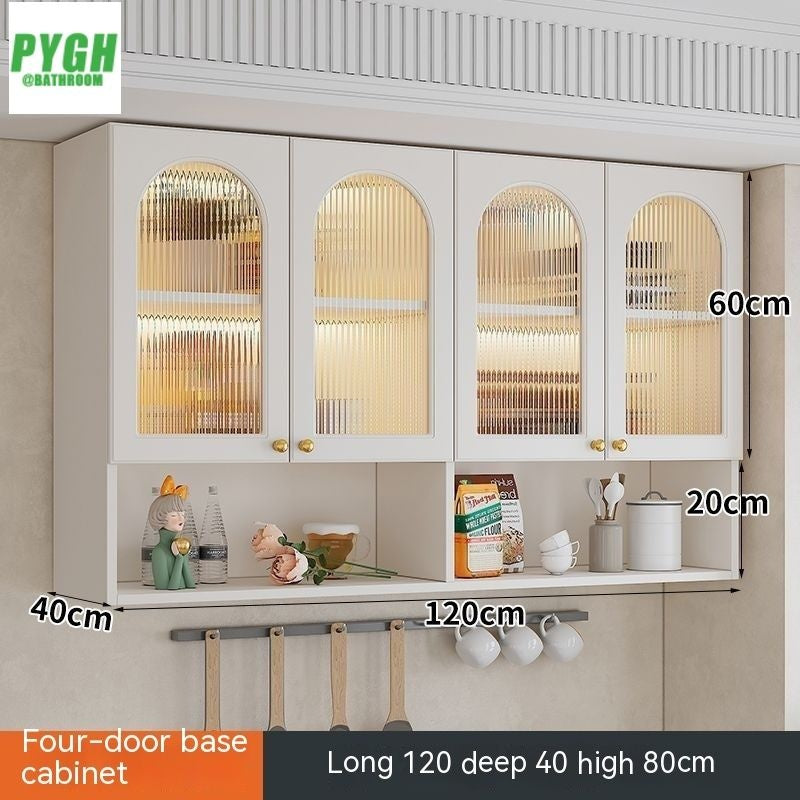 QW- Massif Wooden Kitchen Hanging French Style Wall Mounted Storage Cabinet