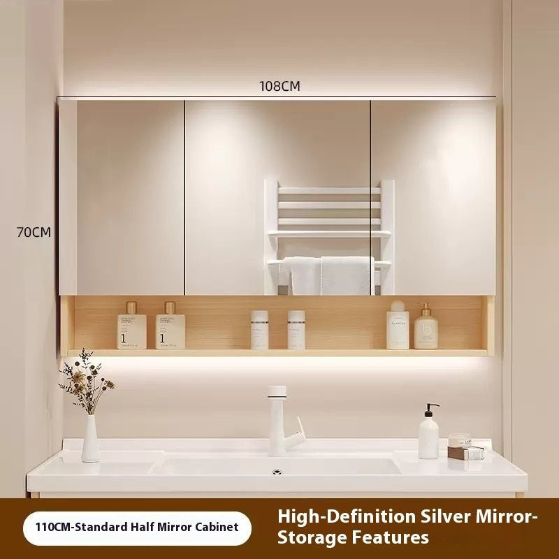 QW- Smart mirror made of real wood, mirror, bathroom storage cabinet