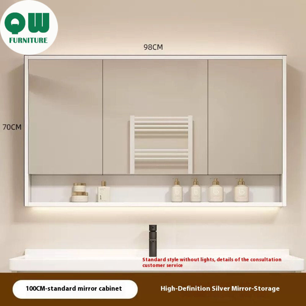 QW- Smart mirror made of real wood, mirror, bathroom storage cabinet