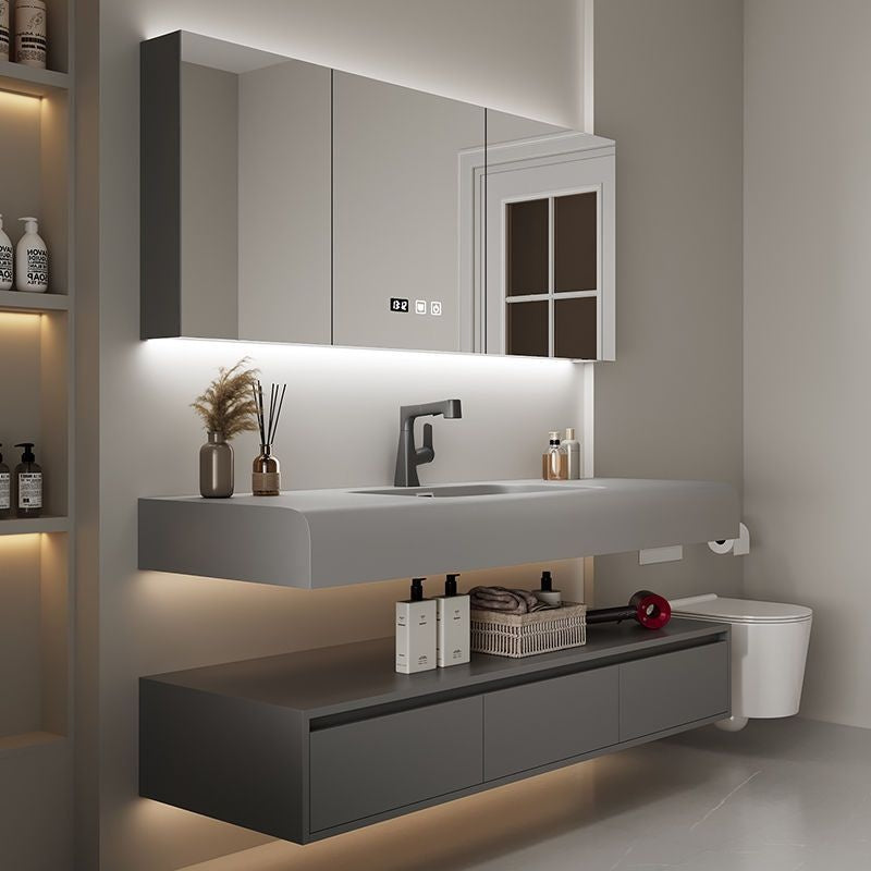 QW- Real Wood Storage Sink Set Smart Mirror Cabinet in the Bathroom