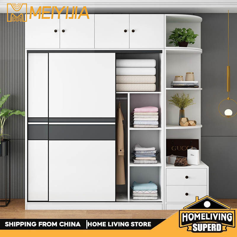 Kabinet moden ringkas pintu gelangsar bilik tidur rumah kayu padu