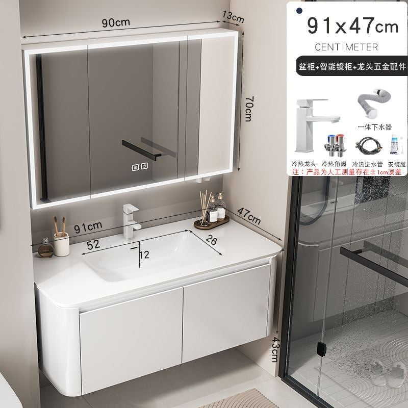 Kabinet Cuci Bilik Mandi Penyimpanan Aluminium Cermin Pintar QW- 