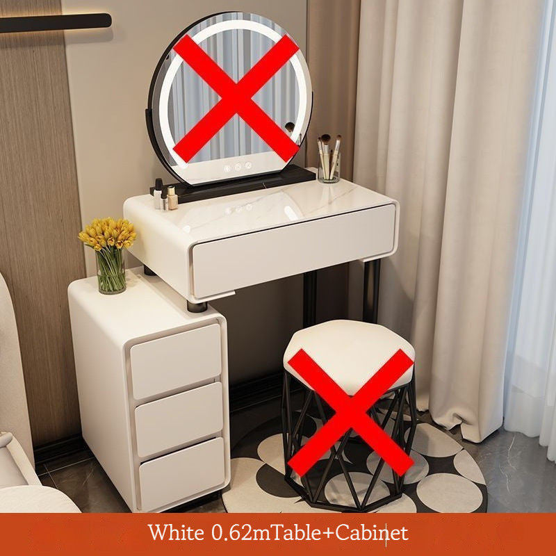 Solid Wood Bedside Table, Simple Dressing Table with Bin Cabinet for Home