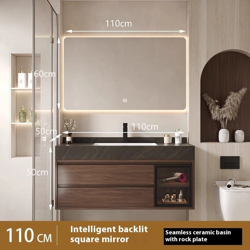 Kabinet Penyimpanan Kayu Asli Cermin Pintar QW- di Bilik Mandi, Set Singki Bilik Mandi 