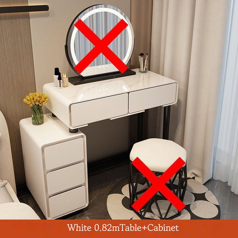 Solid Wood Bedside Table, Simple Dressing Table with Bin Cabinet for Home