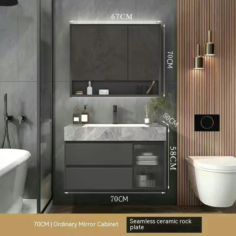 Kabinet Kaca Pintar Penyimpanan Bilik Mandi QW- Rockboard Sinki 