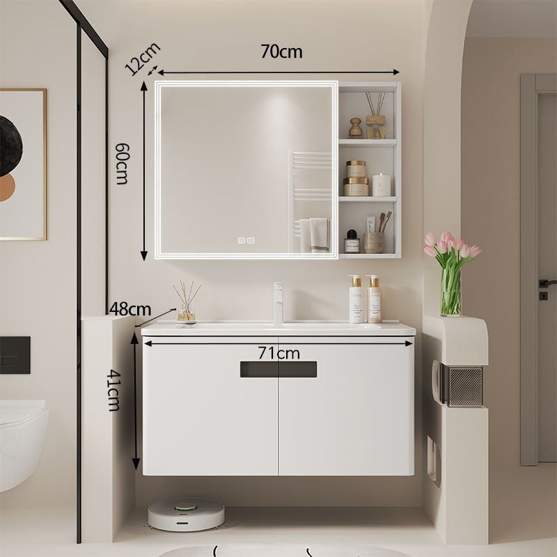 QW- alloy Aluminum makes a storage cabinet for the bathroom, mirror cabinet, and sink set.