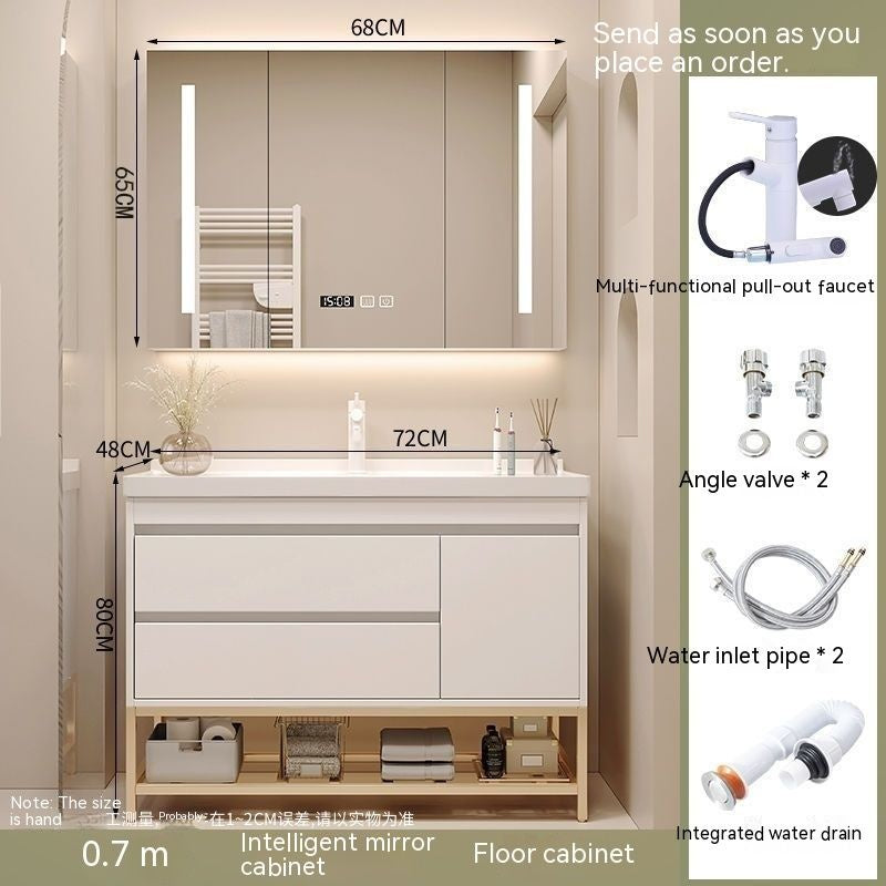QW- Cream Style Storage Smart Mirror Cabinet Bathroom Sink Set