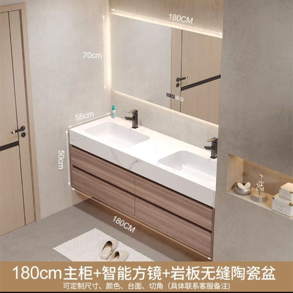 QW- High-quality storage made of real wood for smart mirror cabinet in the bathroom, bathroom sink.