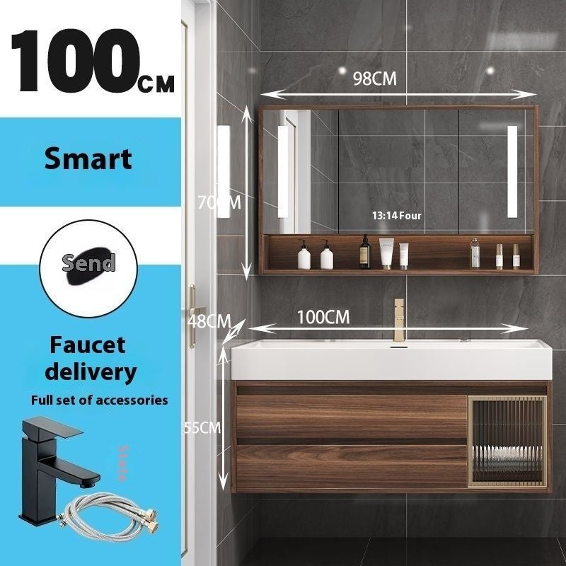 QW- Smart Mirror Real Wood Storage Cabinet in the Bathroom, Bathroom Sink Set