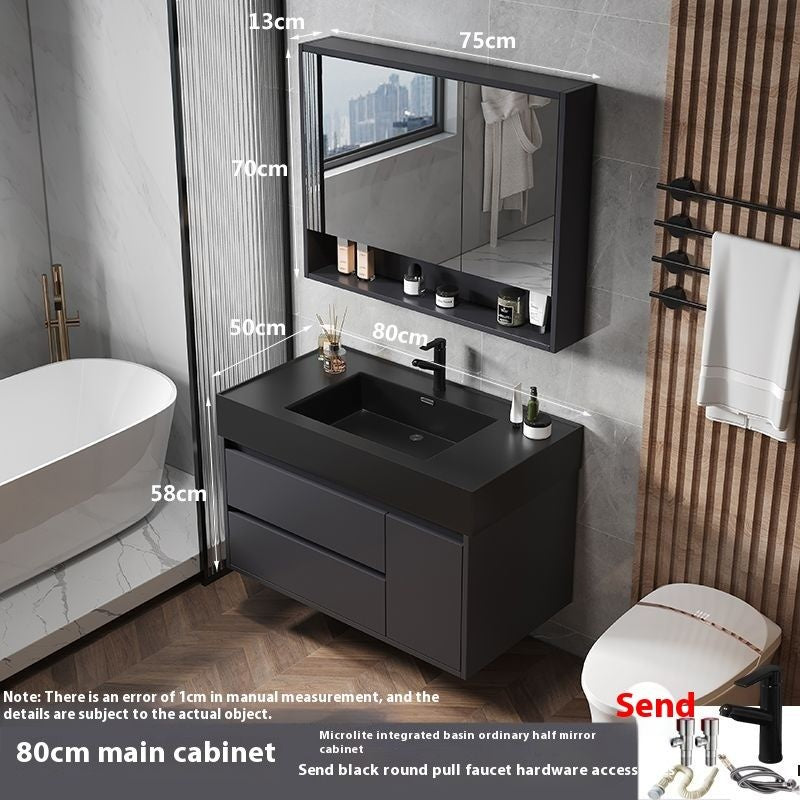 Kabinet Penyimpanan Kayu Asli Kaca Pintar QW-, Sinki Bilik Mandi Nano 