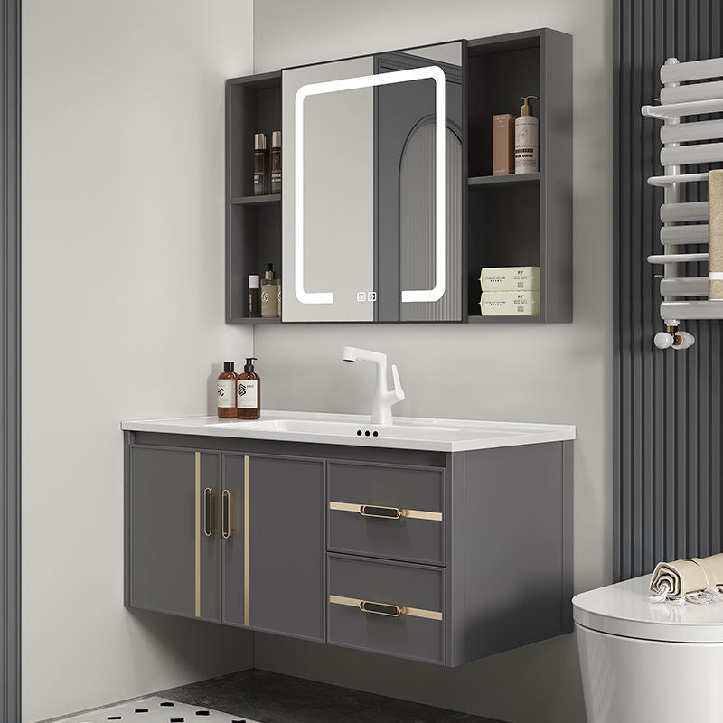 Kabinet Penyimpanan Aluminium QW- Cermin Pintar Set Sinki Bilik Mandi 