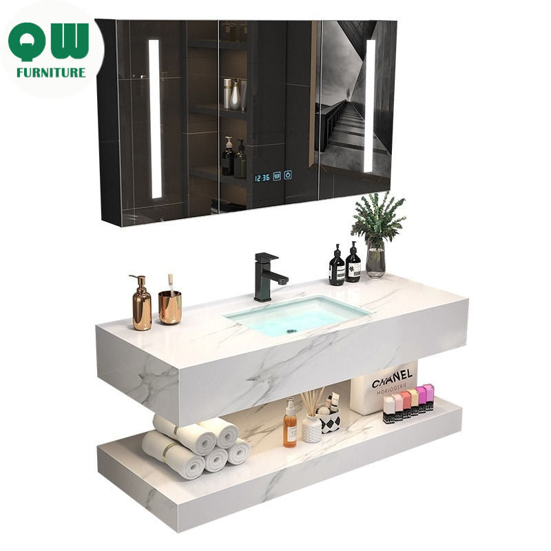 QW- Marble Sink Storage Cabinet Smart Mirror in the Bathroom