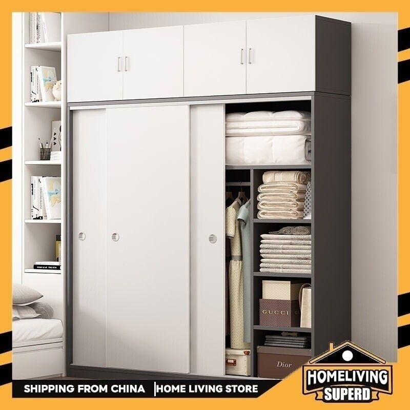 Home Wardrobe Bedroom Sliding Door Simple Modern Children's Adult Cabinet Economical for Dormitory Rental Room