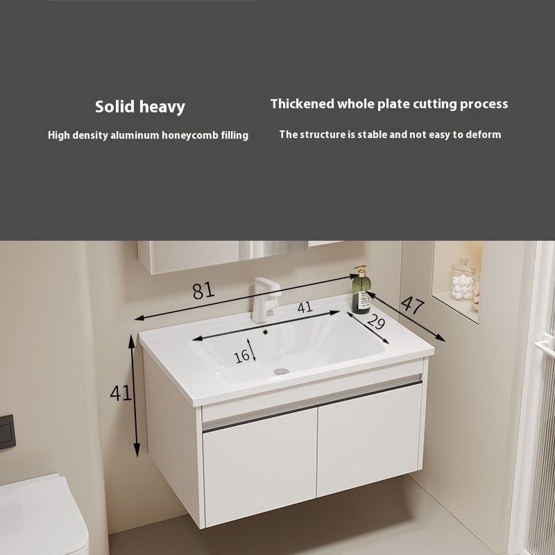 QW- alloy Aluminum makes a storage cabinet for the bathroom, mirror cabinet, and sink set.