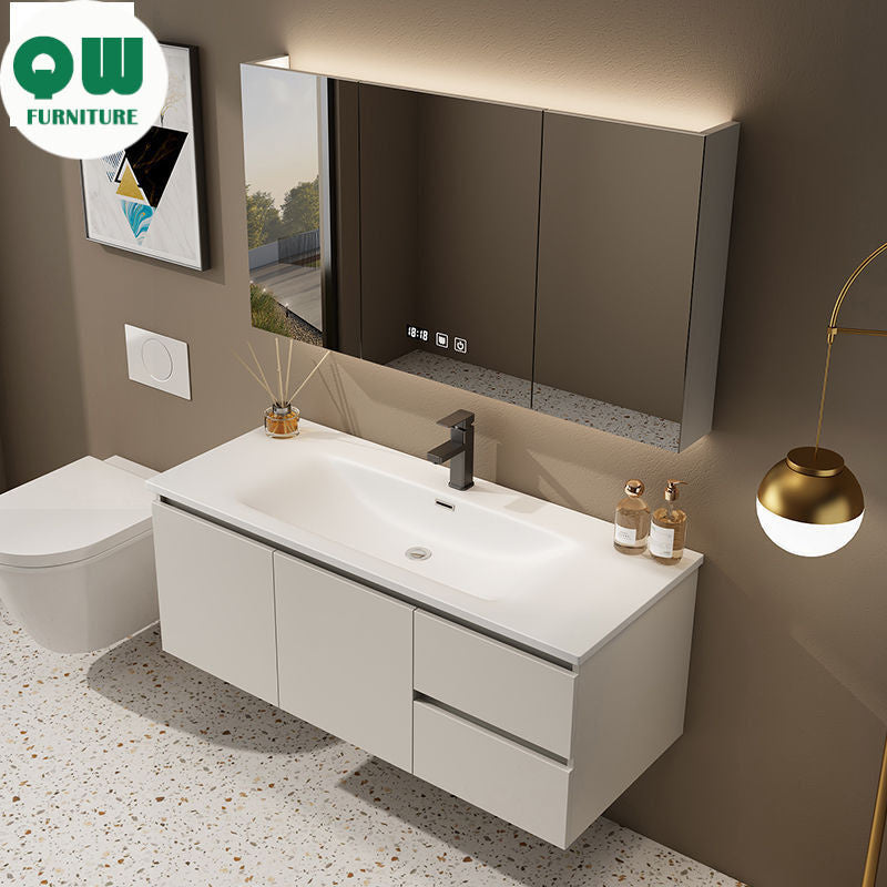 QW- Washbasin with Smart Mirror Bathroom, Real Wood Storage Cabinet in the Bathroom