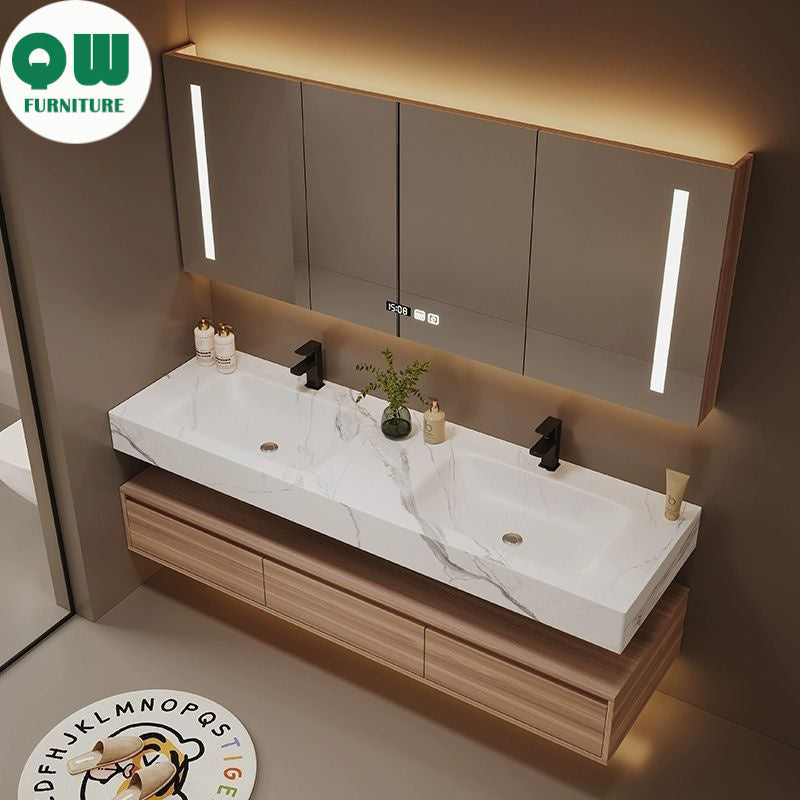 QW- Custom-made cabinet and smart mirror for bathroom, bathroom storage cabinet, sink set