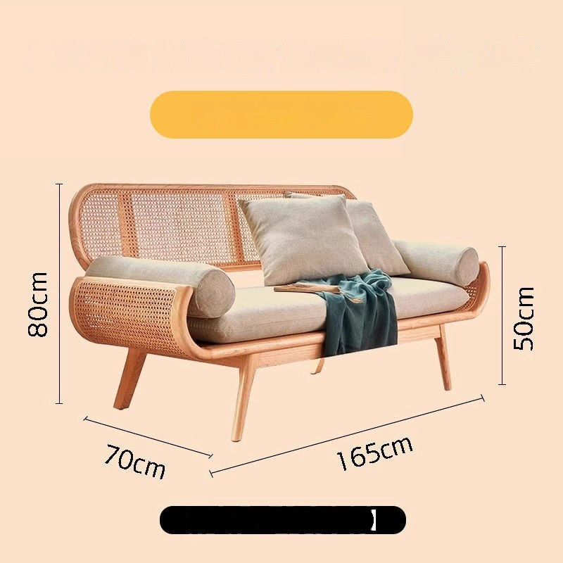 Sofa Rajutan Kayu Padu Perancis Ruang Tamu Malas Rotan Kerusi Santai Dalaman Kecil Kreatif