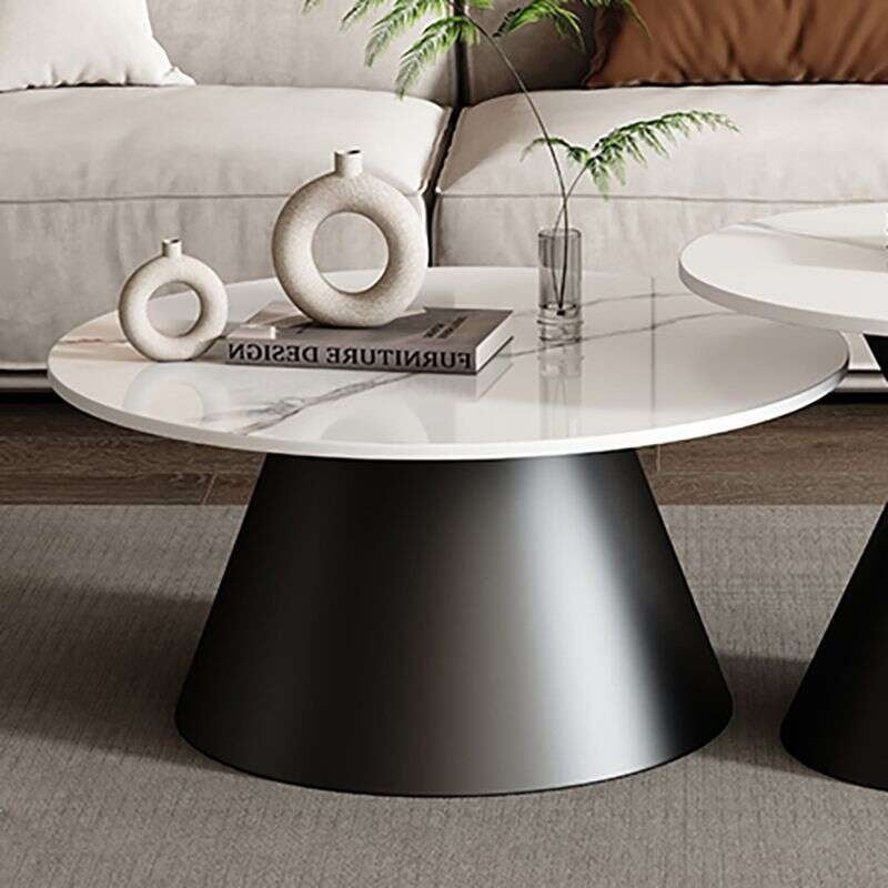 Meja Kopi Slate Sofa kopi yang ringan dan elegan untuk ruang tamu rumah, meja bulat kecil