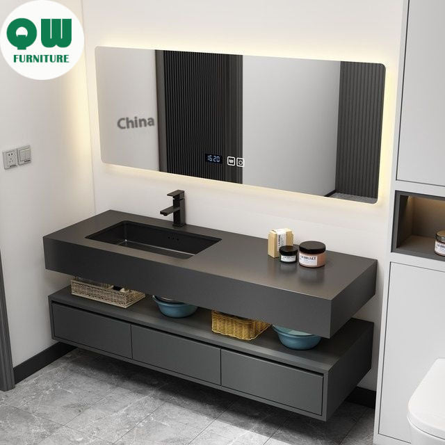 QW- Custom-made Premium Storage Cabinet Sink Set Smart Mirror Bathroom