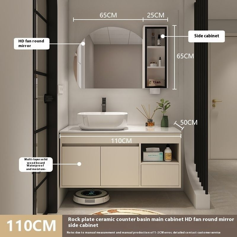 QW- Bilik Mandi Pintar, Kabinet Penyimpanan Bilik Mandi Cermin, Set Besen 