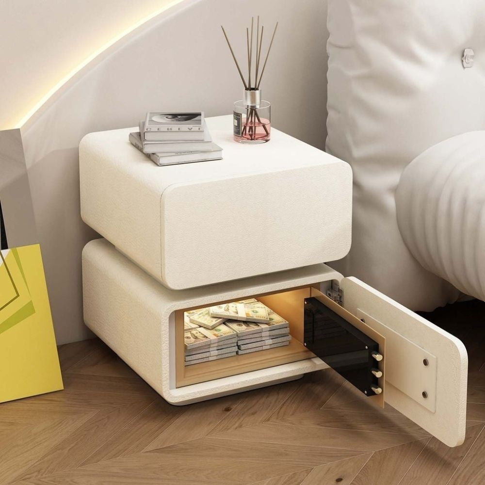 Smart Suspension Safe Bedside Luxury Premium Solid Wood Cabinet Large Bedroom with Light