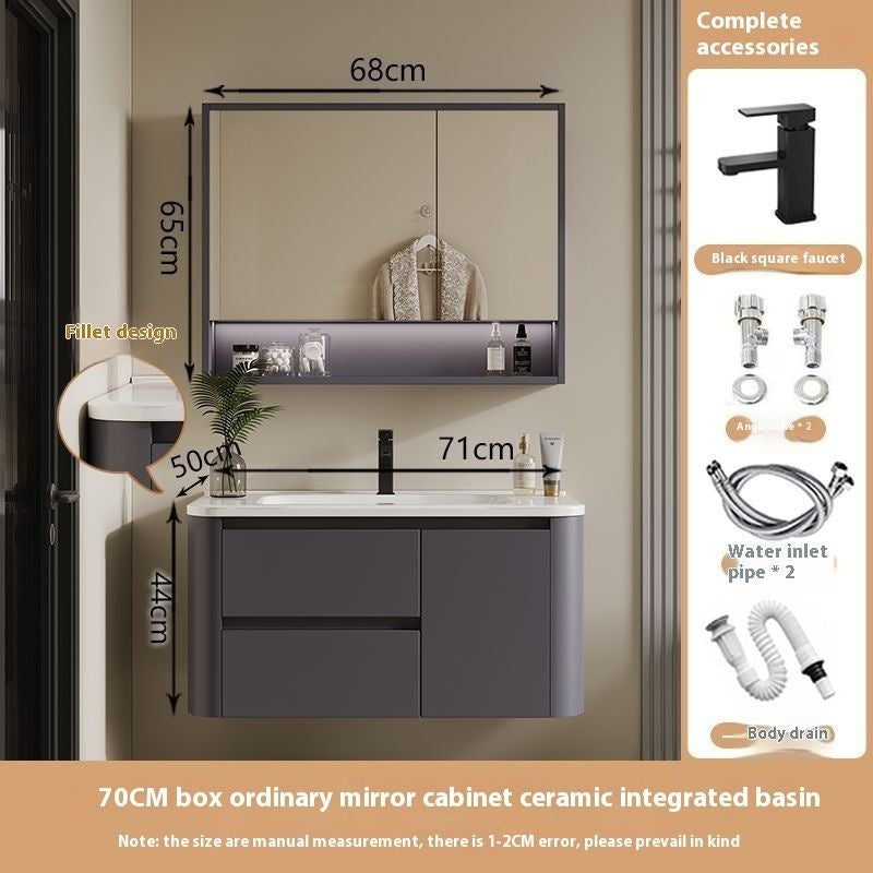 Kabinet Penyimpanan QW- Ins Style, Kabinet Cermin Pintar untuk Bilik Mandi, Set Singki Bilik Mandi 