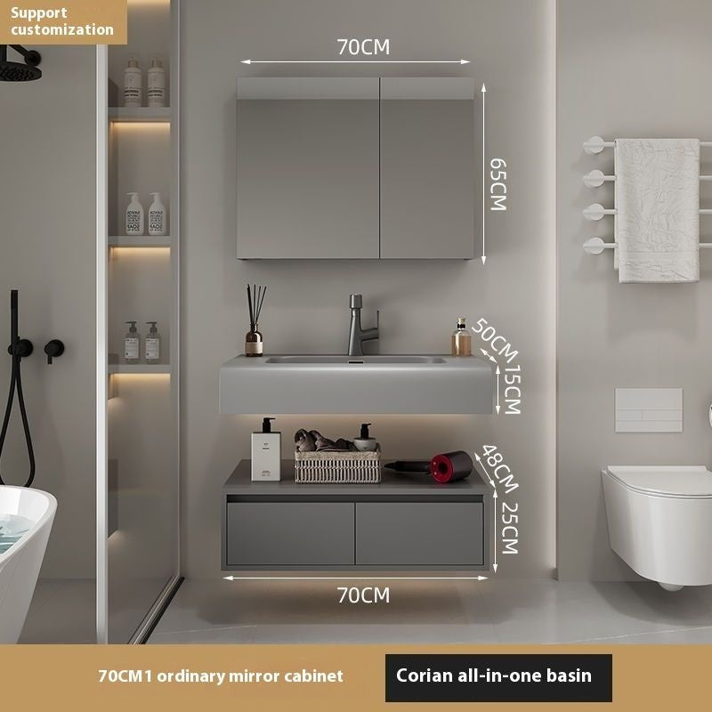 QW- Real Wood Storage Sink Set Smart Mirror Cabinet in the Bathroom