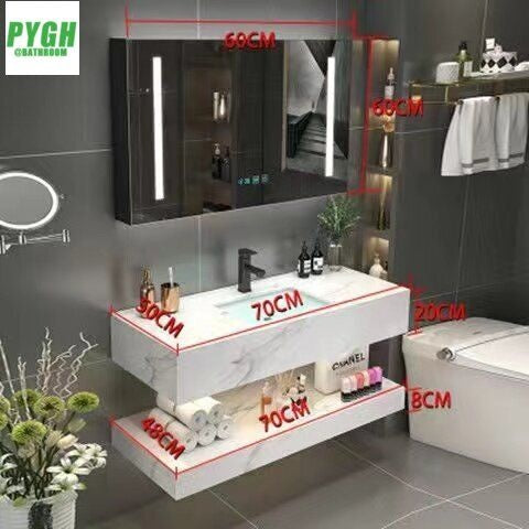 QW- Marble Sink Storage Cabinet Smart Mirror in the Bathroom
