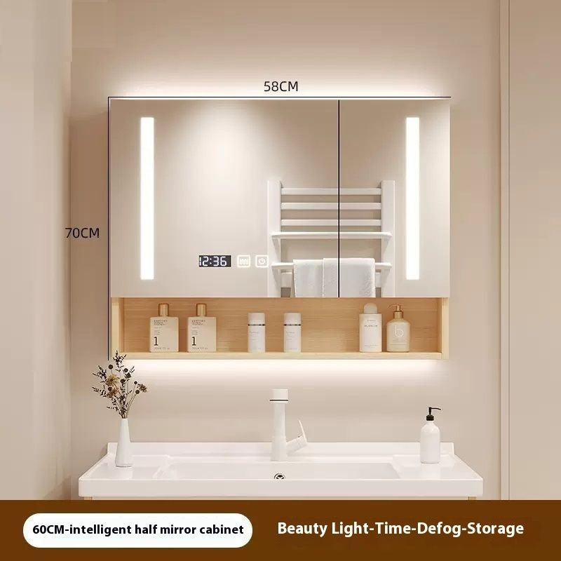 QW- Smart mirror made of real wood, mirror, bathroom storage cabinet