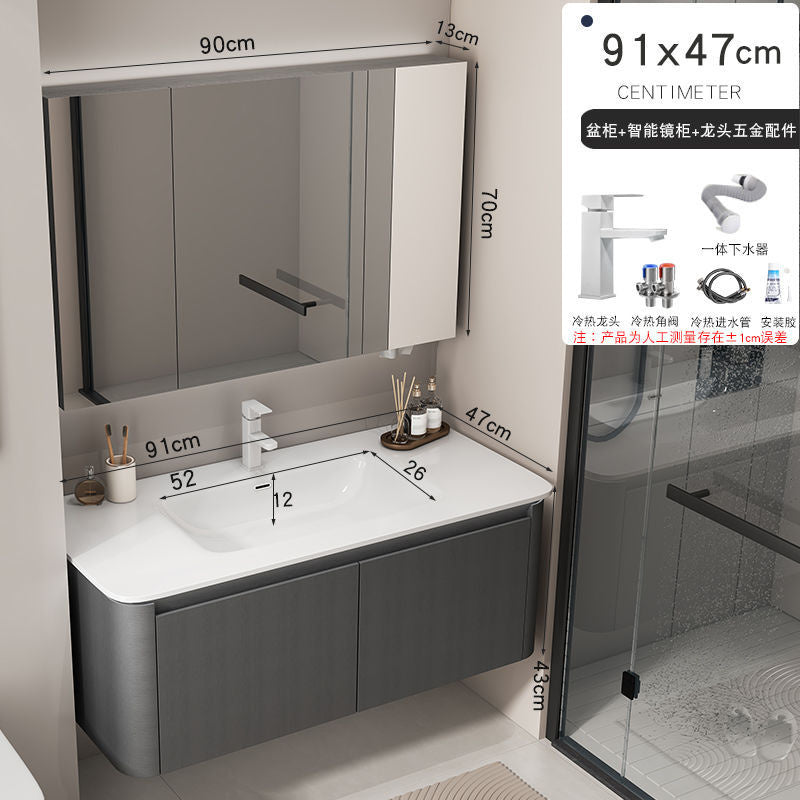 Kabinet Cuci Bilik Mandi Penyimpanan Aluminium Cermin Pintar QW- 