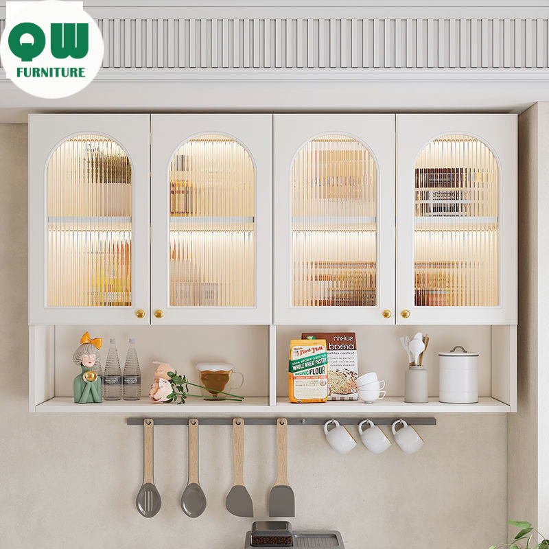 QW- Massif Wooden Kitchen Hanging French Style Wall Mounted Storage Cabinet