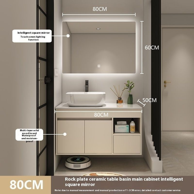 QW- Bilik Mandi Pintar, Kabinet Penyimpanan Bilik Mandi Cermin, Set Besen 