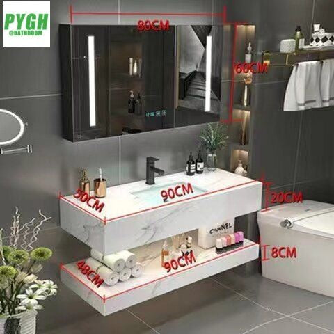 QW- Marble Sink Storage Cabinet Smart Mirror in the Bathroom