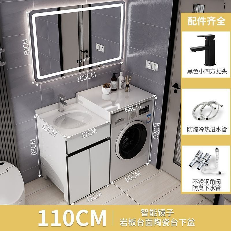 Set Kabinet Bilik Mandi Aluminium QW- dengan Sinki dan Mesin Basuh Atas Kaunter 