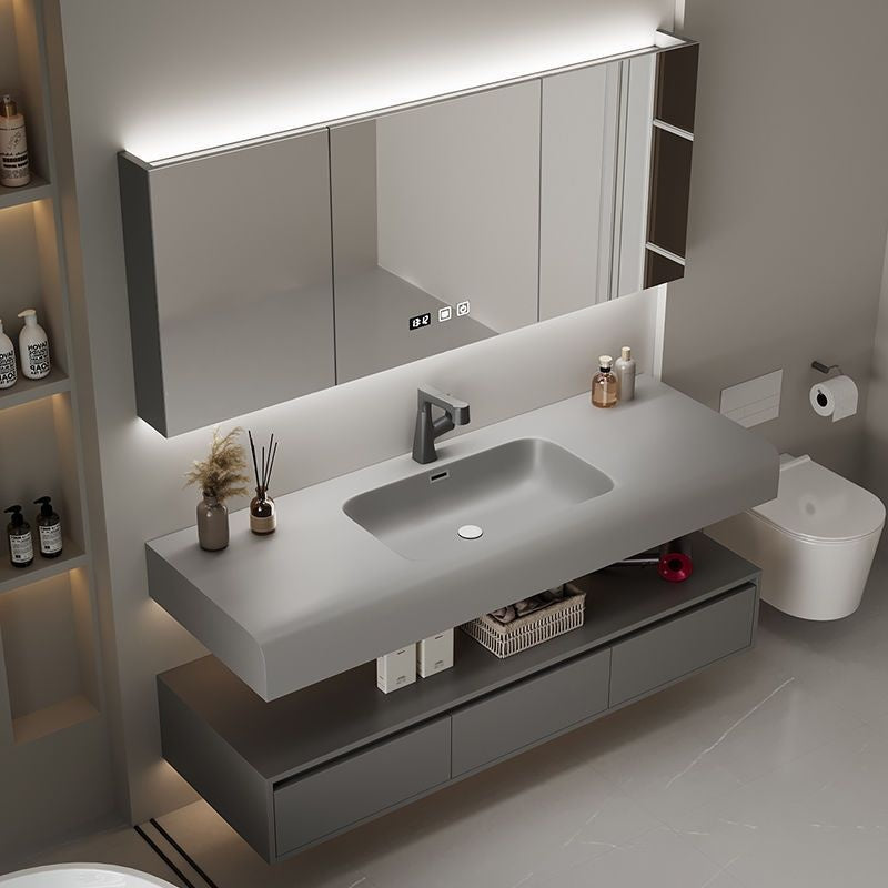 QW- Real Wood Storage Sink Set Smart Mirror Cabinet in the Bathroom