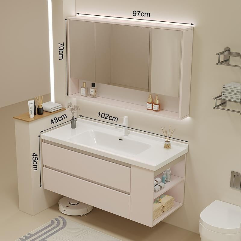 QW- Solid Wood Storage Smart Mirror Cabinet Bathroom Sink Set