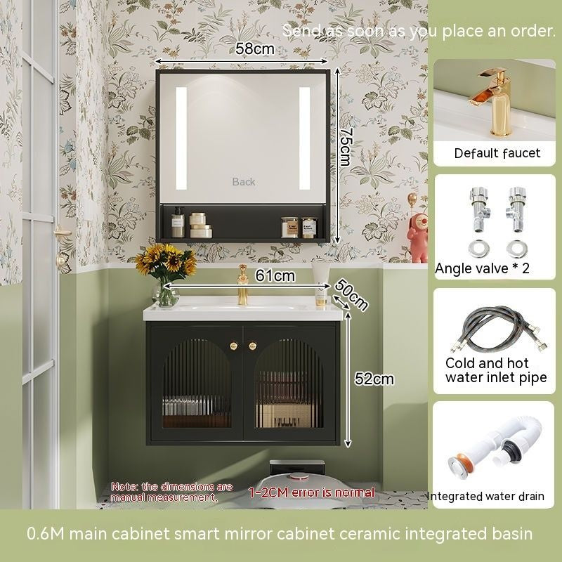 QW- Sink Smart Bathroom Mirror Cabinet Storage cabinet made of real wood in the bathroom