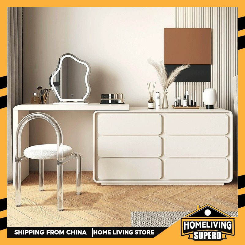 All Solid Wood Dressing Table Storage Cabinet in One Foldable Multifunctional Large Capacity
