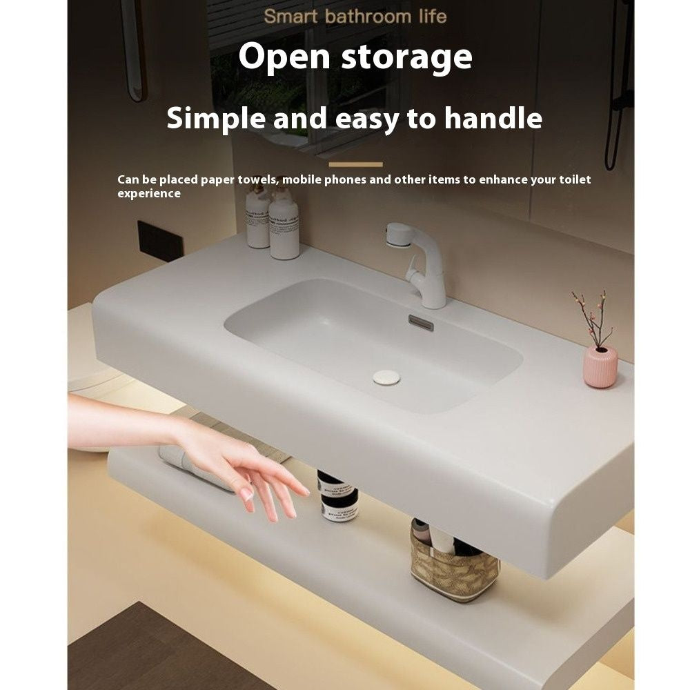 QW- Stone Sink Smart Mirror in the Bathroom Storage Cabinet