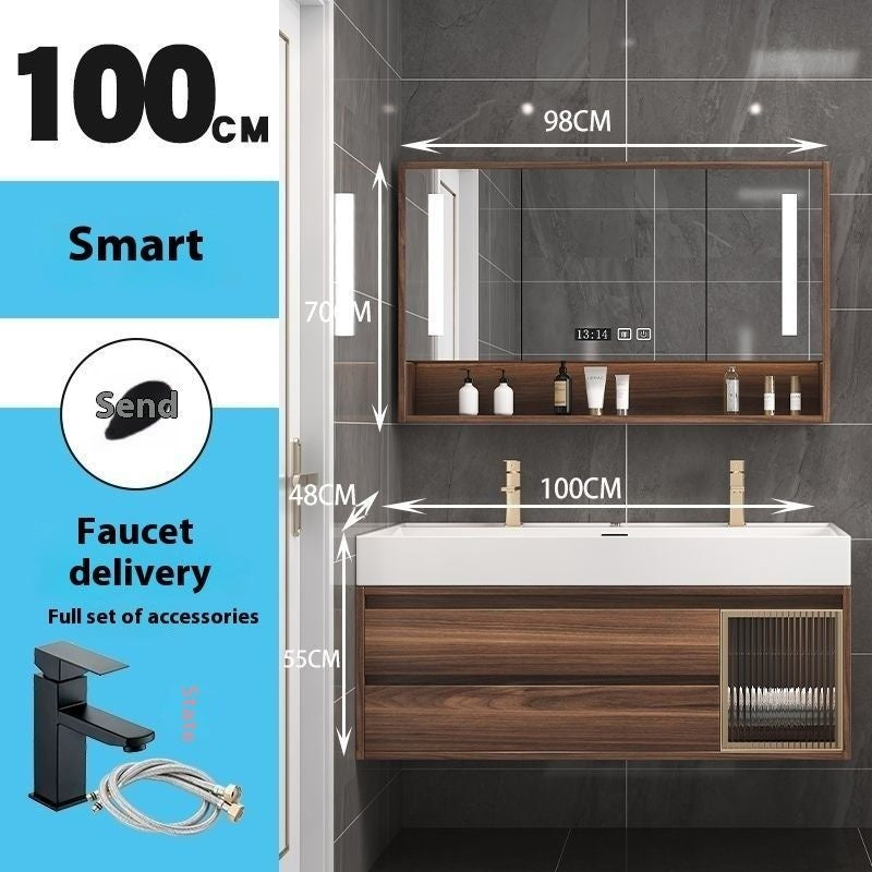 QW- Smart Mirror Real Wood Storage Cabinet in the Bathroom, Bathroom Sink Set