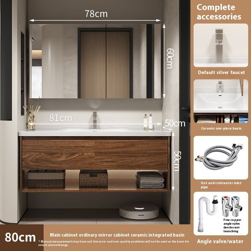 QW- Hua To wood cabinet Smart mirror in the bathroom Bathroom sink set