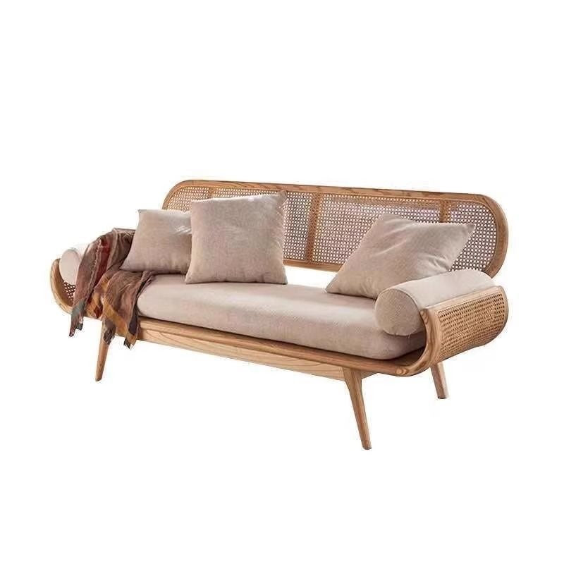 Sofa Rajutan Kayu Padu Perancis Ruang Tamu Malas Rotan Kerusi Santai Dalaman Kecil Kreatif