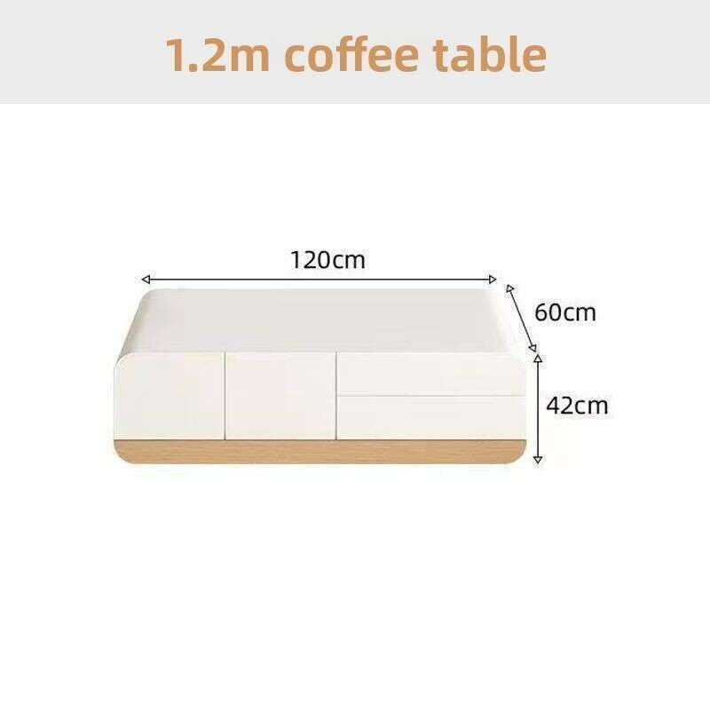 Set dan meja kopi diperbuat daripada kayu padu, gaya krim moden, kabinet TV berdiri di atas lantai