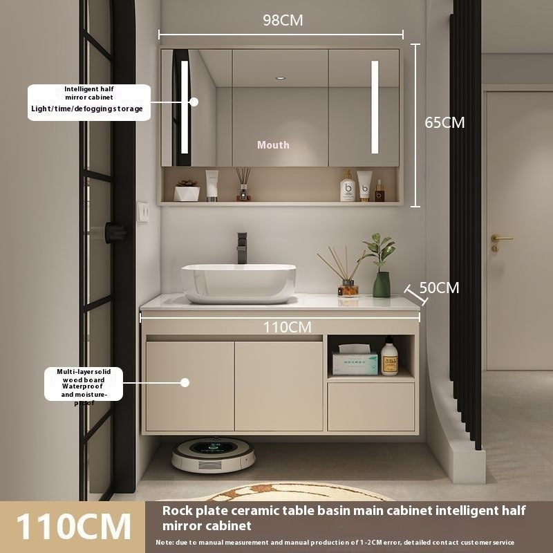 QW- Bilik Mandi Pintar, Kabinet Penyimpanan Bilik Mandi Cermin, Set Besen 