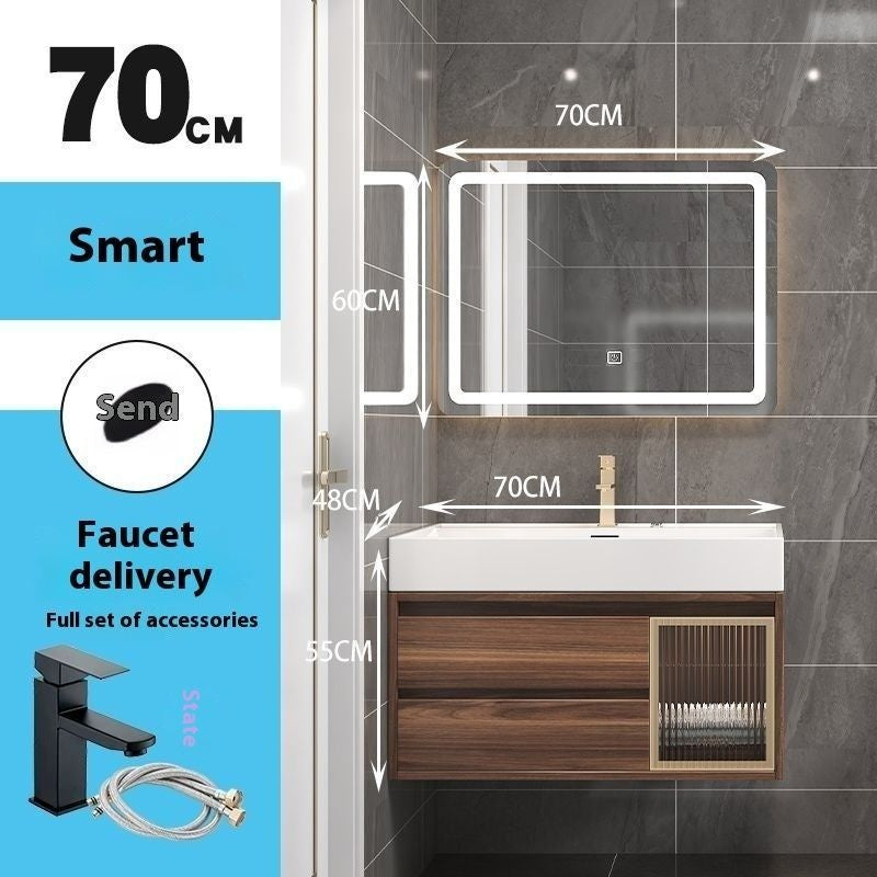 QW- Smart Mirror Real Wood Storage Cabinet in the Bathroom, Bathroom Sink Set