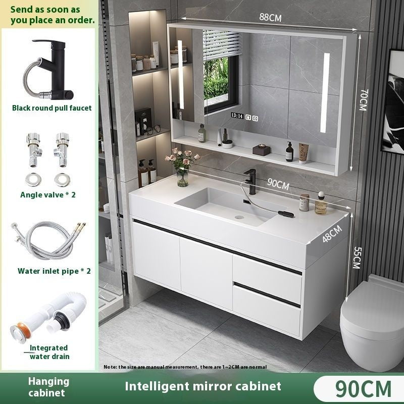 QW- Real Wood Storage Smart Mirror Cabinet Sink Set in the Bathroom